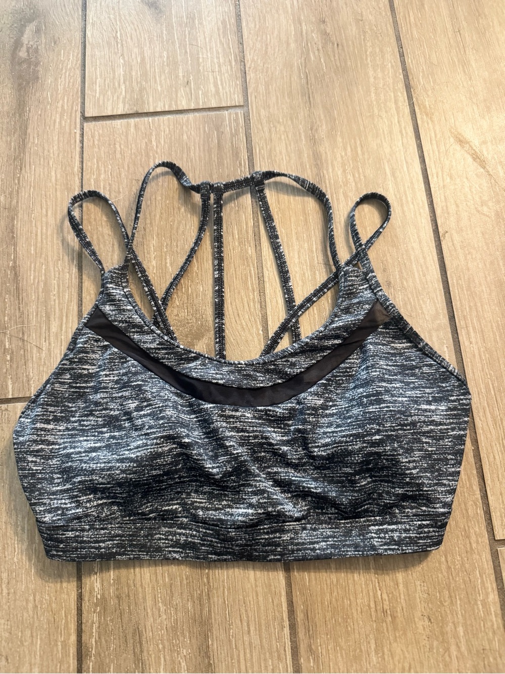 Heathered Black Strappy Low-Impact Sports Bra